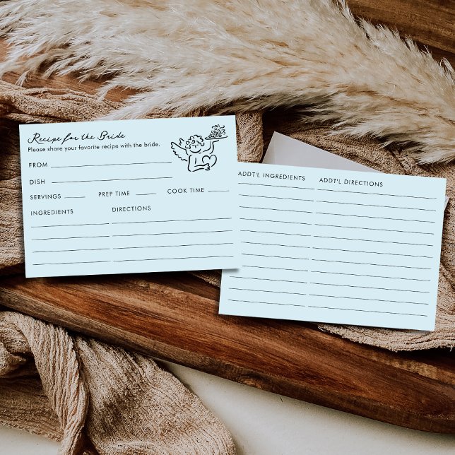 Cupid Blue Bridal Shower Recipe For The Bride Begleitkarte (Von Creator hochgeladen)