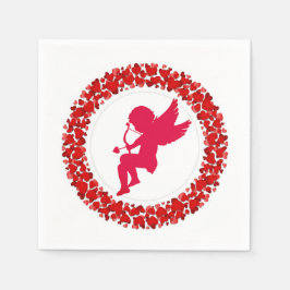 Cupid Bow & Arrow and Hearts Paper Napkin Serviette