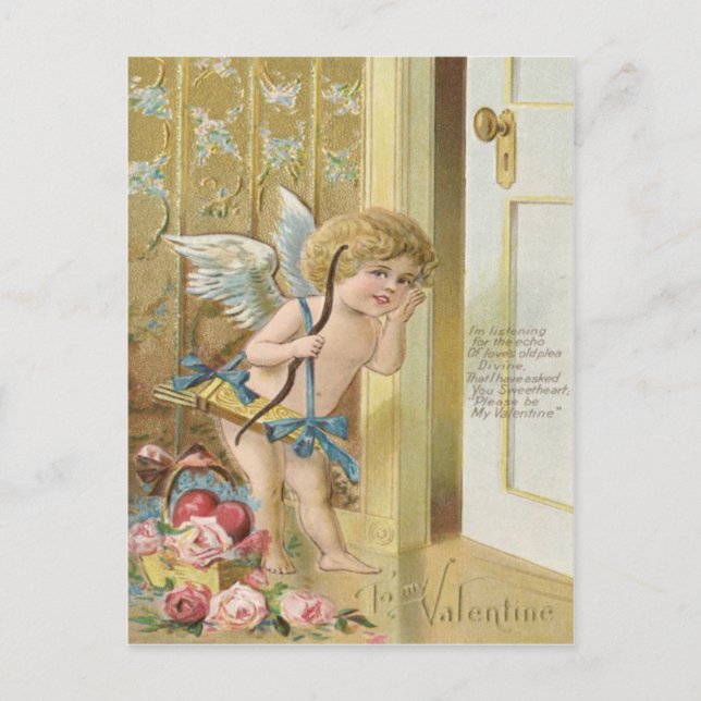 Cupid Bow Arrow Herz Rose Rose Postkarte (Vorderseite)