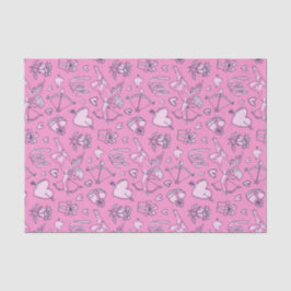 Cupid Bow Arrow Pink Roses Muster Valentinstag Seidenpapier