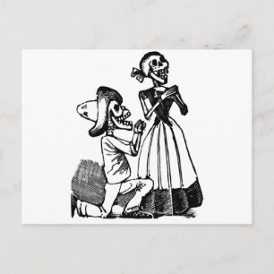 Cupid Calavera, Skeleton Lovers c. 1900er Postkarte