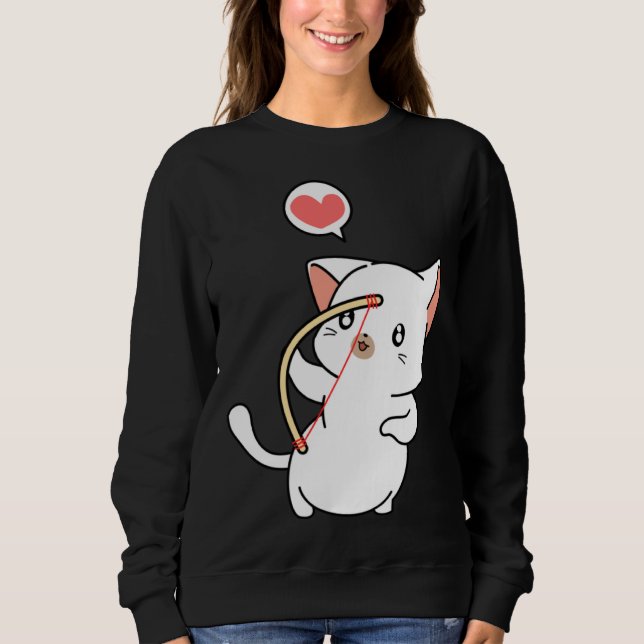 Cupid Cat  Matching Couple Valentines Day Kitten Sweatshirt (Vorderseite)