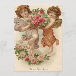 Cupid Cherub Angel Basket Rose Hochzeit Einladung