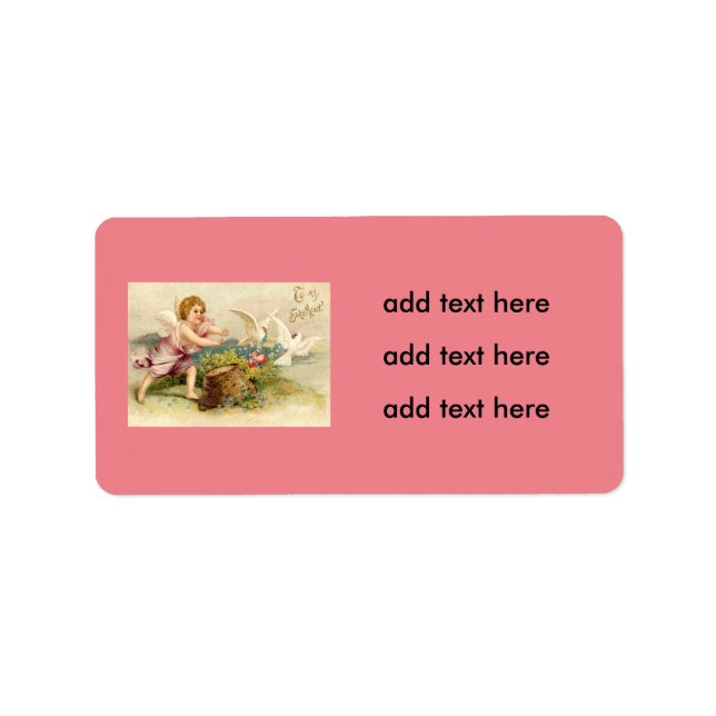 Cupid Cherub Angel Dove Heart Adressaufkleber (Vorne)