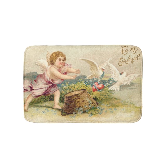 Cupid Cherub Angel Dove Heart Badematte (Vorderseite)