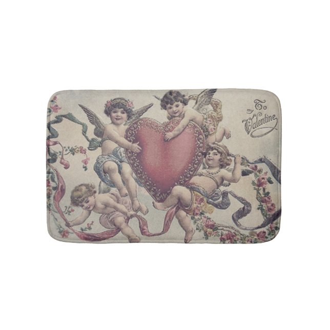 Cupid Cherub Angel Herz-Blume Badematte (Vorderseite)
