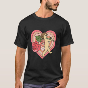 Cupid Cherub Angel mit Rote Rose Herzschlag Liebe  T-Shirt