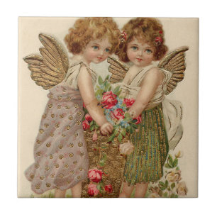 Cupid Cherub Angel Rose Vergessen-Me-Nicht Fliese