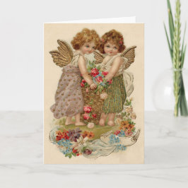 Cupid Cherub Angel Rose Vergessen-Me-Nicht Karte