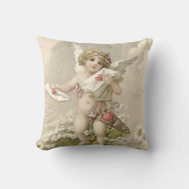 Cupid Cherub Angel Valentine Daisy Kissen (Vorderseite)
