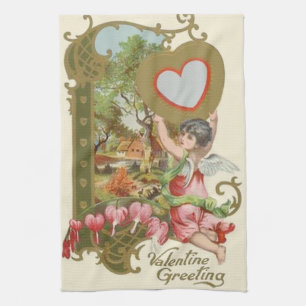 Cupid Cherub Engel Herz Cottage Geschirrtuch