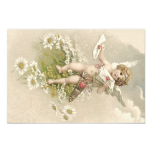 Cupid Cherub Engel Valentinstag Gänseblümchen Fotodruck