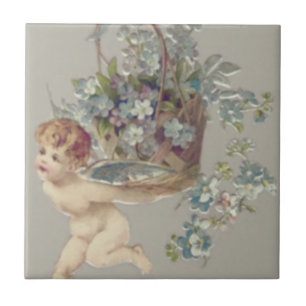 Cupid Cherub Engel Vergissmeinnicht Fliese