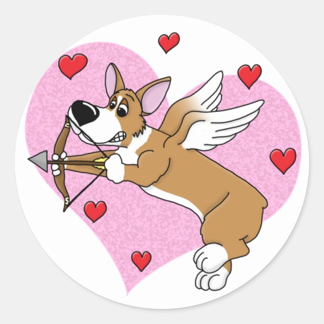 Cupid Corgi Stickers (Vorderseite)