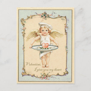 Cupid Engel Herz Vintage-Reproduktion Postkarte
