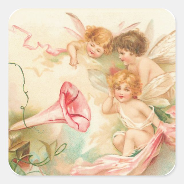 Cupid Engel´s I Quadrat Aufkleber (Vorderseite)