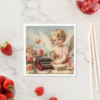 Cupid Engel schreibt einen Liebesbrief Serviette