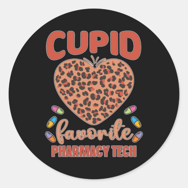 Cupid Favorite Pharmacy Tech Techniker Apotheker Runder Aufkleber (Vorderseite)