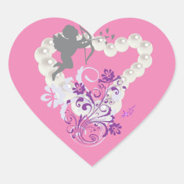 Cupid Floral Pearls Herz Pink Aufkleber