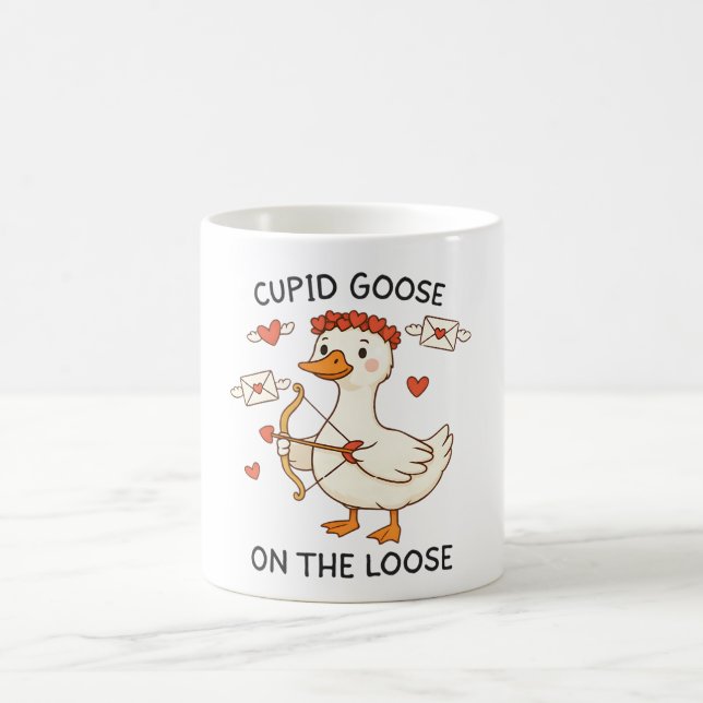 Cupid Goose On The Loose – Cute Valentine Goose Kaffeetasse (Mittel)