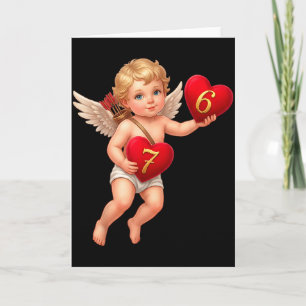 Cupid hält 6 und 7 Herzen Valentins Meme Cute  Karte