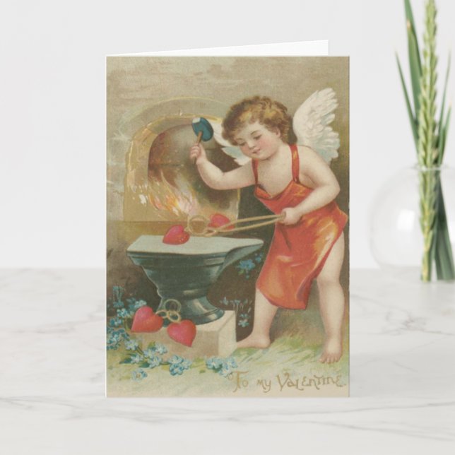 Cupid Heart Anvil Vergiss-Me-not Karte (Vorderseite)