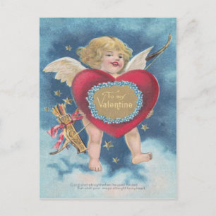 Cupid Heart Bow Arrow Stars Wolken Himmel Postkarte