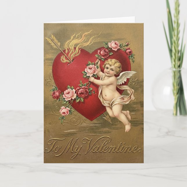 Cupid Heart Valentine Card Karte (Vorderseite)