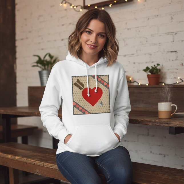 Cupid Heart with Arrow Romantic Valentines Pattern Hoodie (Von Creator hochgeladen)