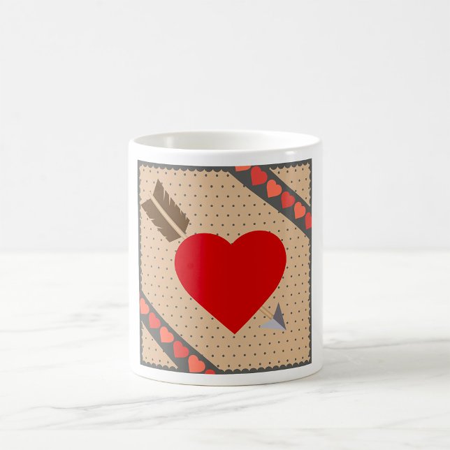 Cupid Heart with Arrow Romantic Valentines Pattern Kaffeetasse (Von Creator hochgeladen)