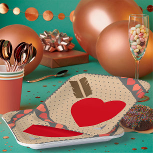 Cupid Heart with Arrow Romantic Valentines Pattern Pappteller