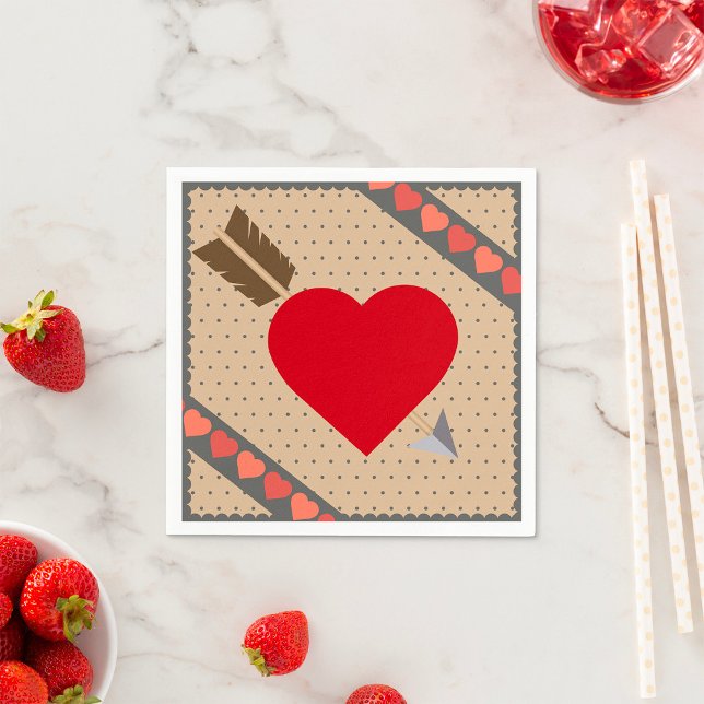 Cupid Heart with Arrow Romantic Valentines Pattern Serviette (Von Creator hochgeladen)