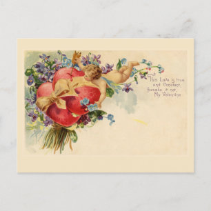 Cupid-Herzen Vintage-Valentinskarte Postkarte
