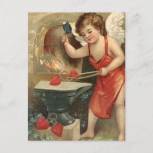 Cupid Herzmachen Vintag Valentine Feiertagspostkarte