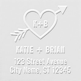 Cupid Initials Couple Address Custom Embosser