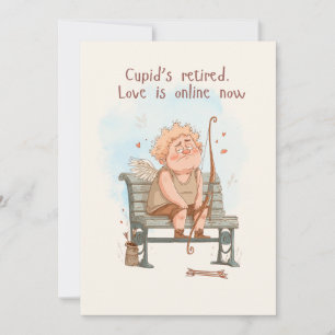 Cupid ist im Ruhestand. Liebe ist jetzt online Feiertagskarte