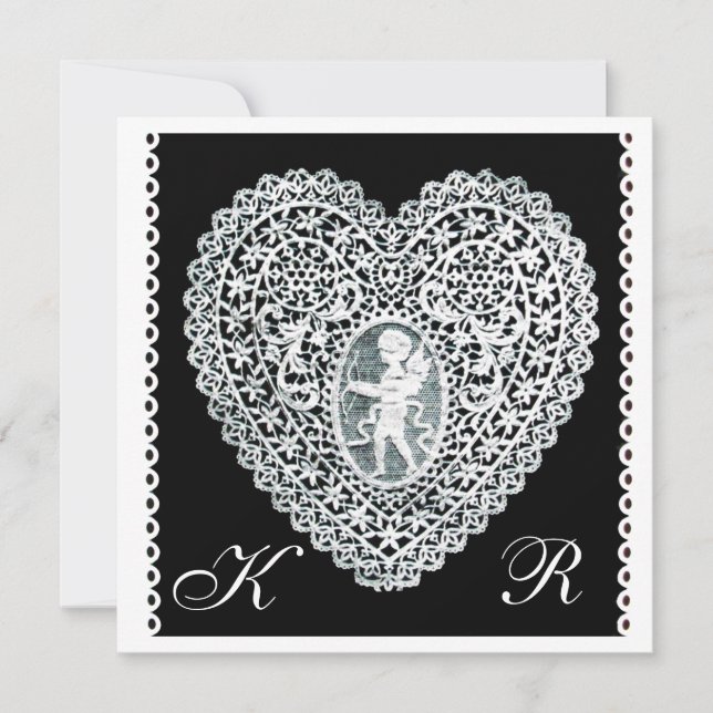 CUPID LACE HEART MONOGRAMM Eis Metallic Ankündigung (Vorderseite)