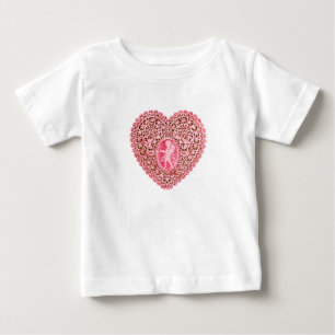 CUPID LACE HERZ, Rosa Rot Baby T-shirt