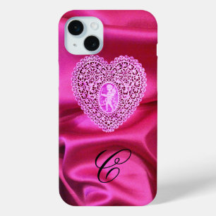 CUPID LACE HERZ SEIDE ROSA FUCHSIA STOFF MONOGRAMM Case-Mate iPhone HÜLLE