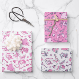 Cupid Liebe Herzdoodle Muster Valentinstag Geschenkpapier Set