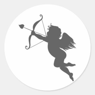 Cupid-Liebe-Silhouette Runder Aufkleber