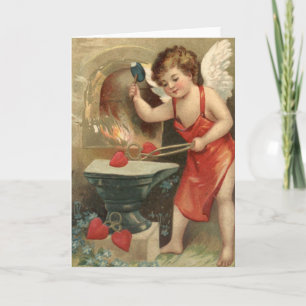 Cupid macht Herzen Vintage Valentinstag Feiertagskarte