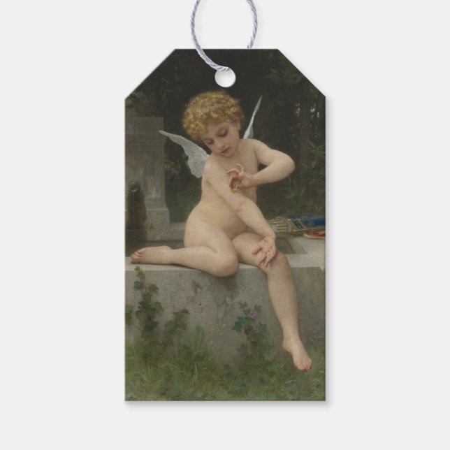 Cupid mit Schmetterling (von Bouguereau) Geschenkanhänger (Vorderseite)