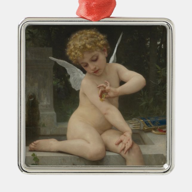 Cupid mit Schmetterling (von Bouguereau) Ornament Aus Metall (Vorne)
