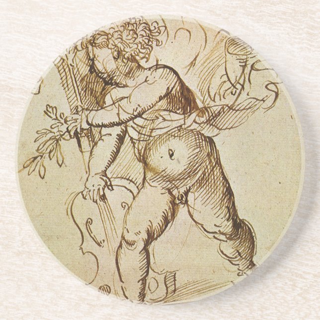 Cupid mit Violine von Domenico Campagnola Getränkeuntersetzer (Vorne)