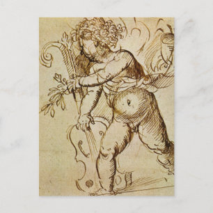 Cupid mit Violine von Domenico Campagnola Postkarte