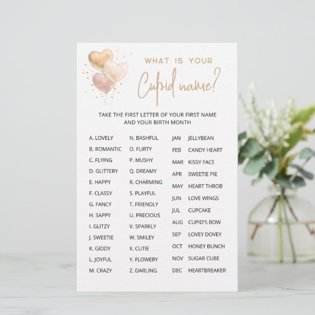 Cupid Name Game Valentine's Day Party (Stehend Vorderseite)