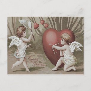 Cupid Netz Herz Bogen Pfeil Postkarte