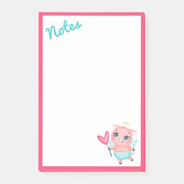 Cupid Pig Post-It Notes Klebezettel (Vorderseite)
