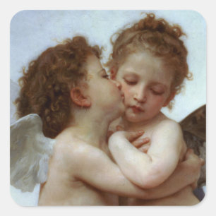 Cupid & Psyche als Kinder Valentine Quadratischer Aufkleber